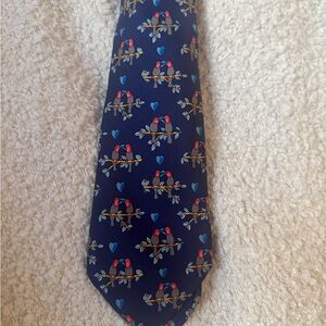 Men's Blue Bird Pattern Tie
